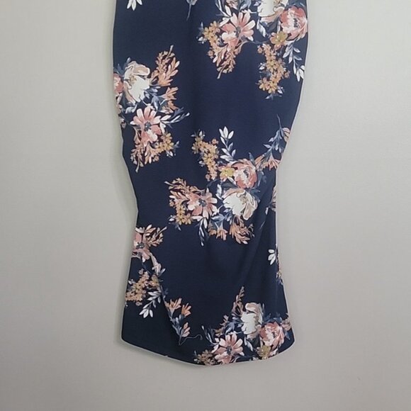 Isabel Maternity Navy Blue Dress With Flowers Size S - Picture 4 of 6